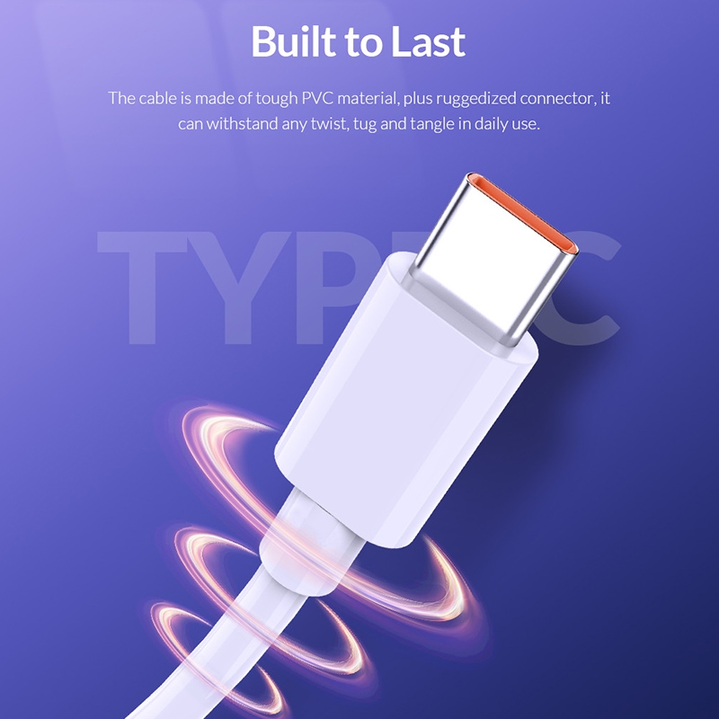 Cable 6,0 Amp Usb 3.0 Usb TIPO C Color Blanco / 2 Metros