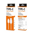Cable 4 Amp, Usb 2.0 Usb TIPO C, Color Blanco, Carga Rapida y Datos / 2 Metros