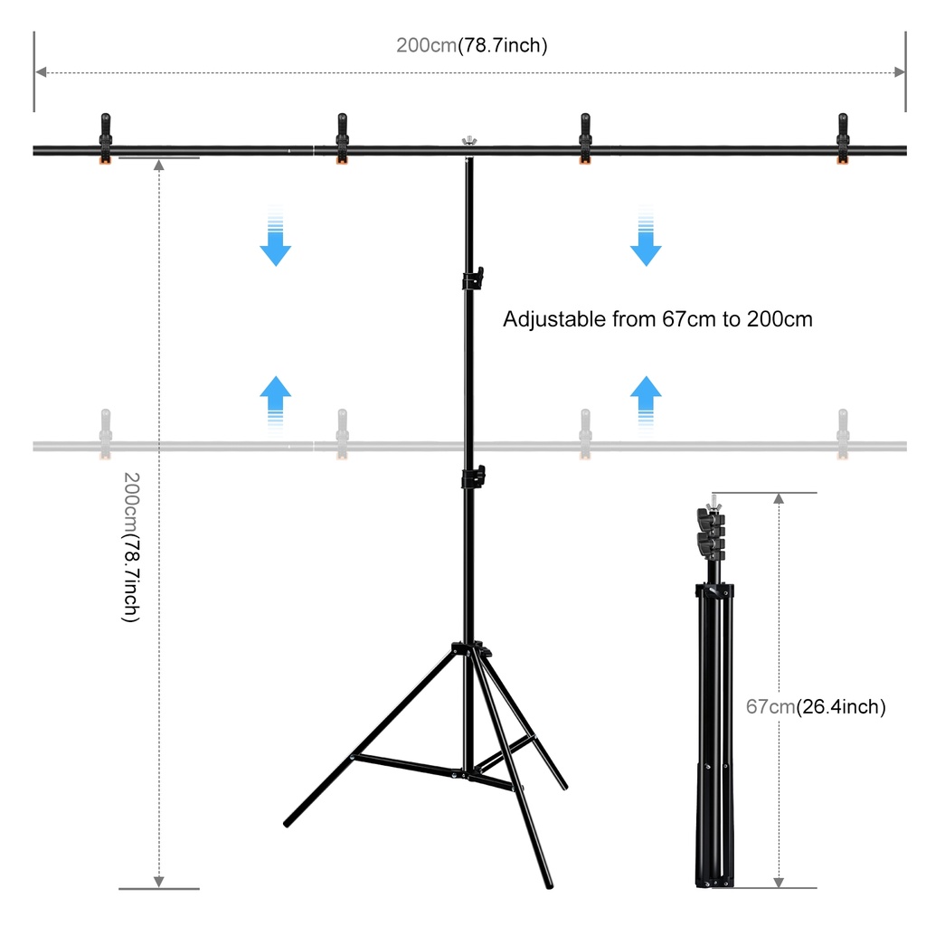 PULUZ Fondo Foto Estudio Verde 2x2m con Base Soporte, incluye pinzas clips