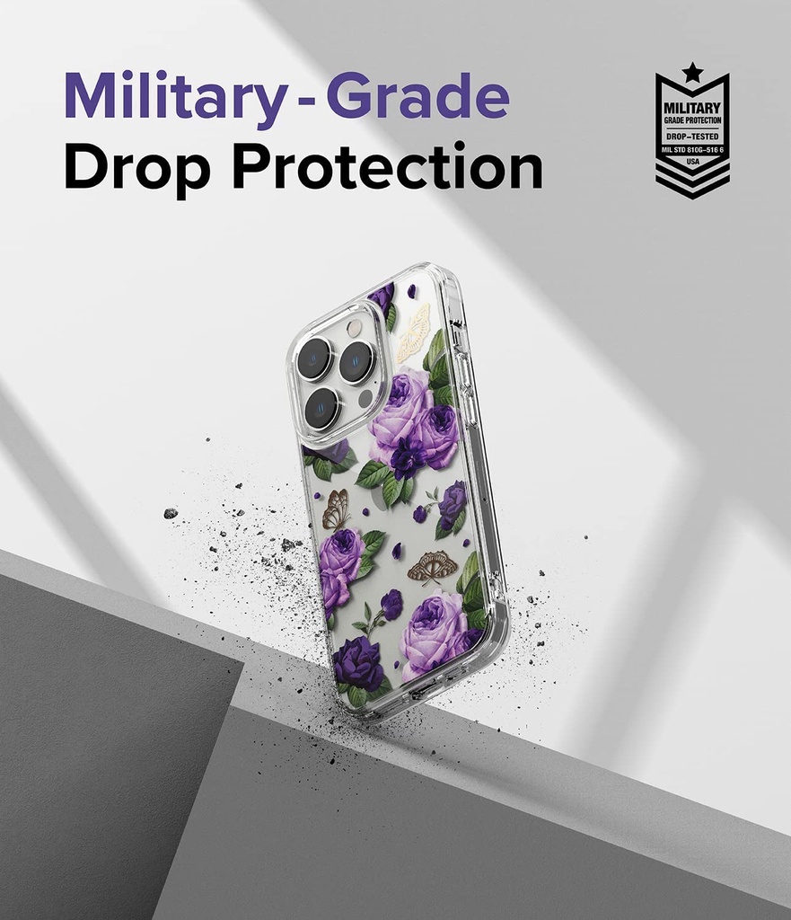 Iphone 14 Pro Max / Forro Ringke Fusion Estampado / Flores Purpura