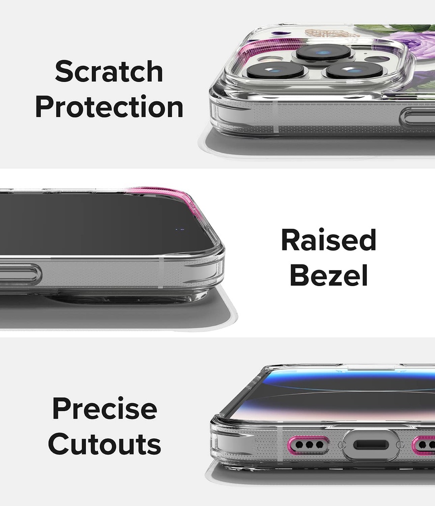 Iphone 14 Pro Max / Forro Ringke Fusion Estampado / Flores Purpura