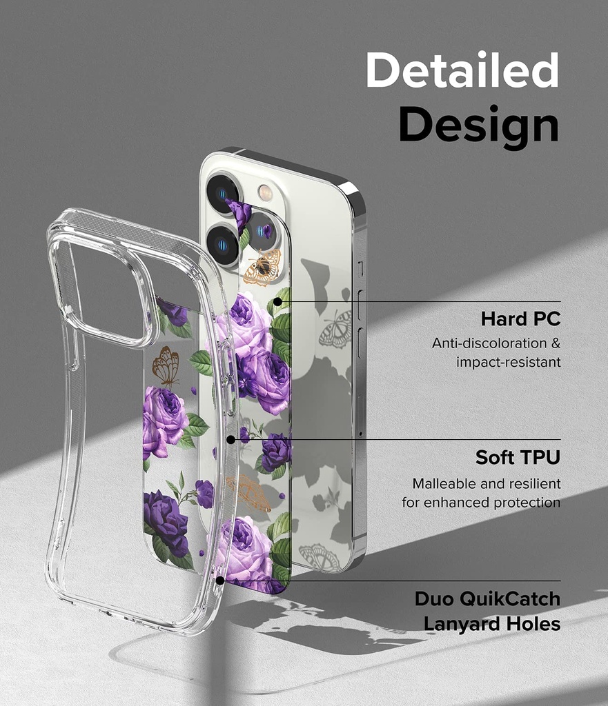 Iphone 14 Pro Max / Forro Ringke Fusion Estampado / Flores Purpura