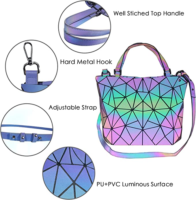 Bolso Dama Geometrico Tornasol con Porta Cosméticos..