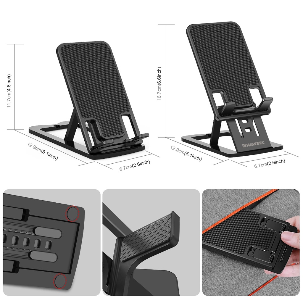 Base Stand Plastica Retraible para Telefono y Tableta / Haweel