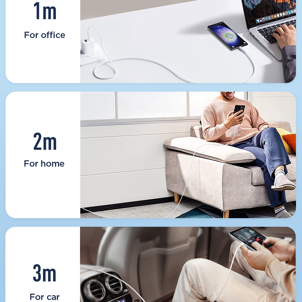 Cable 6 Amp, 3.0 USB-C / Type-C, Color Blanco, Carga Rapida y Datos / 2 Metros
