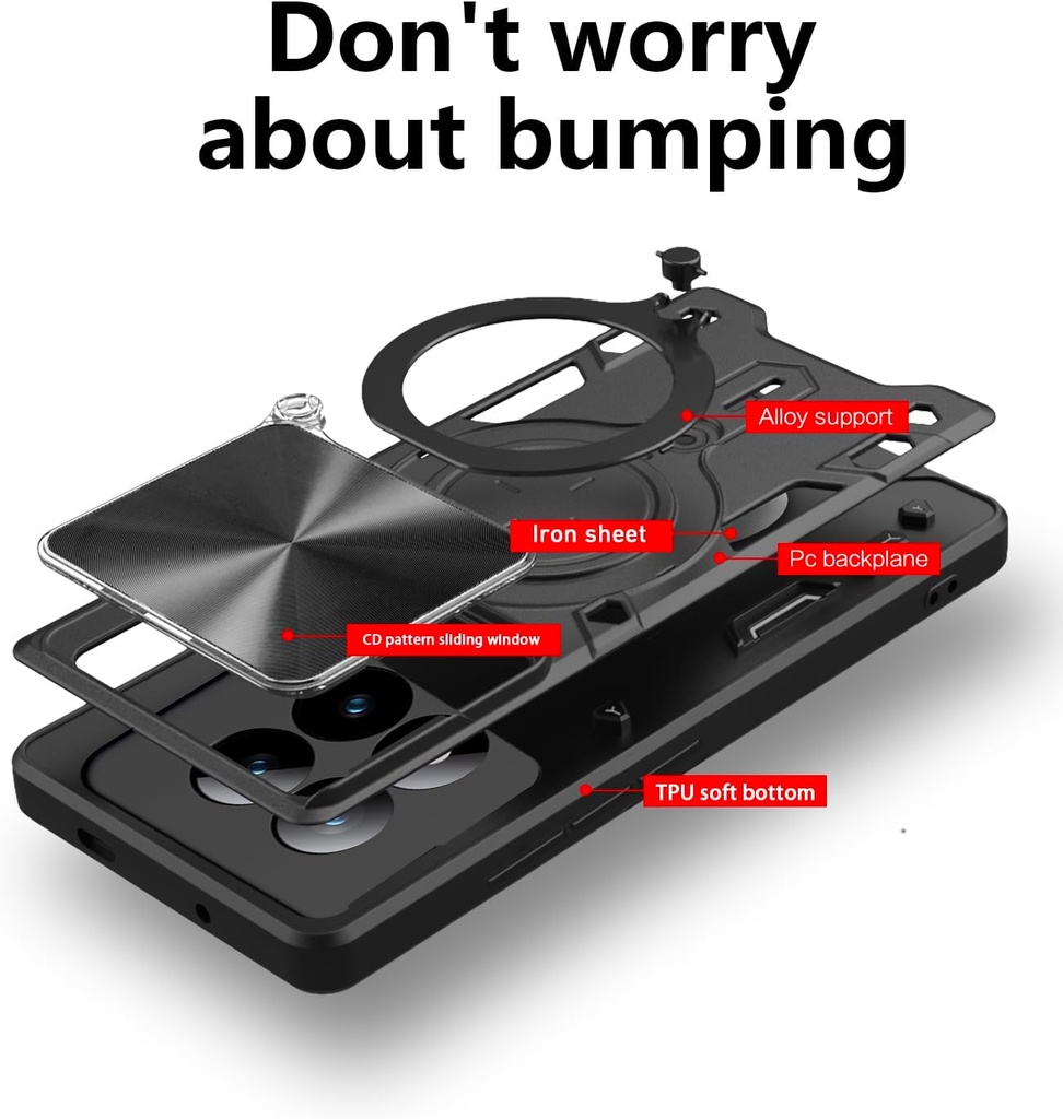 Xiaomi Redmi 14C / Forro Anillo Metalico / Negro