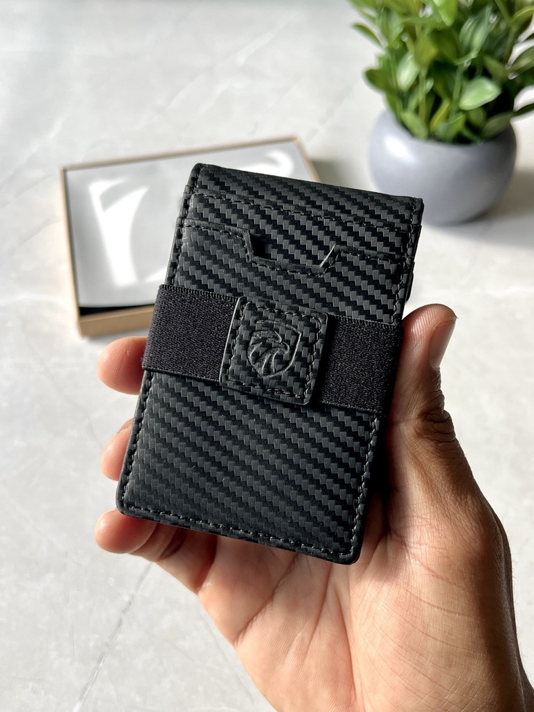 Billetera Cartera Tarjetero de Lujo para Caballero 3 en 1 / Modelo iwantit / Fibra de Carbono