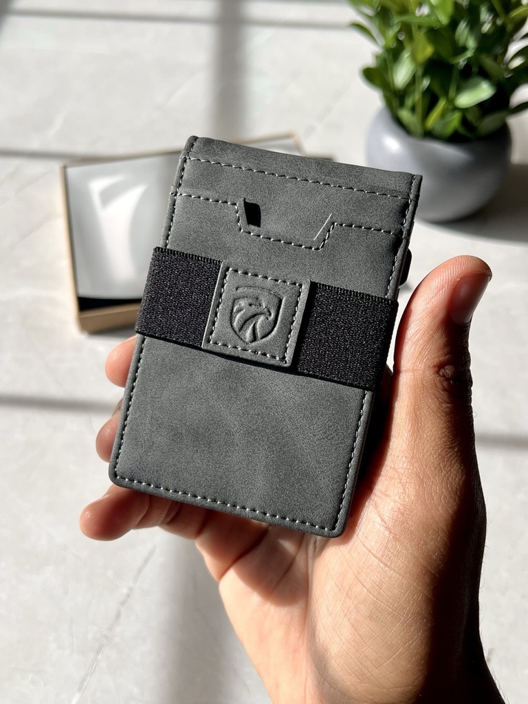Billetera Cartera Tarjetero de Lujo para Caballero 3 en 1 / Modelo iwantit / Gris