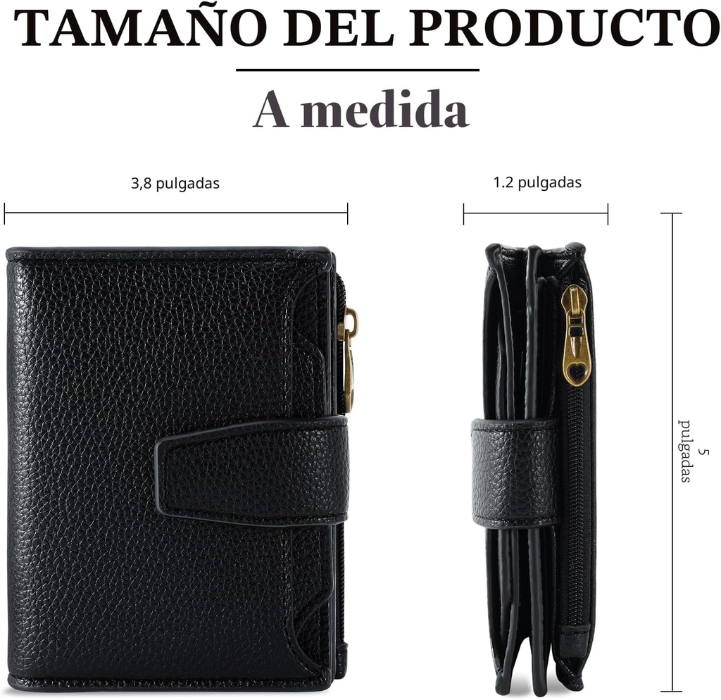 Billetera Tarjetero Cartera Monedero para Dama / Modelo D1 / Negro