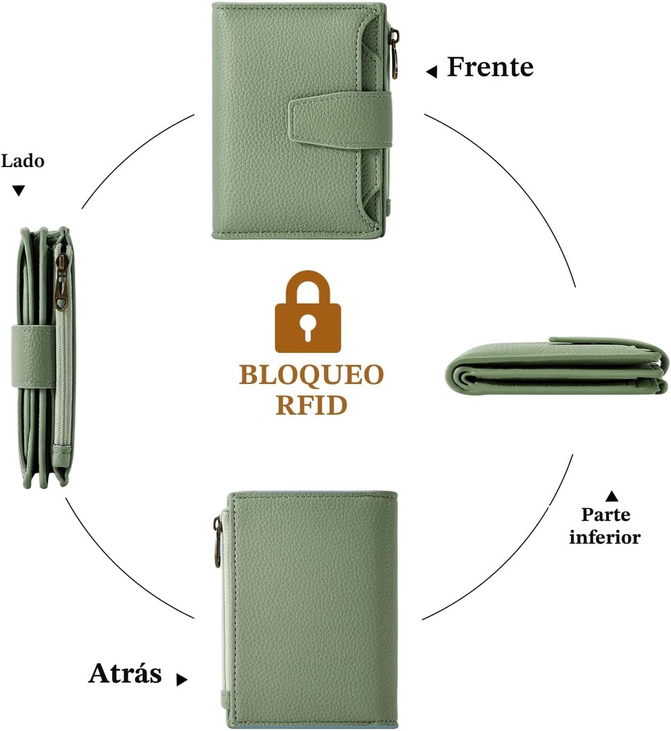 Billetera Tarjetero Cartera Monedero para Dama / Modelo D1 / Negro