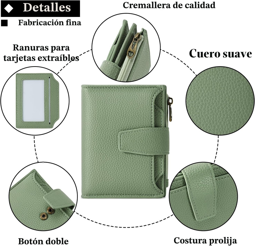 Billetera Tarjetero Cartera Monedero para Dama / Modelo D1 / Negro