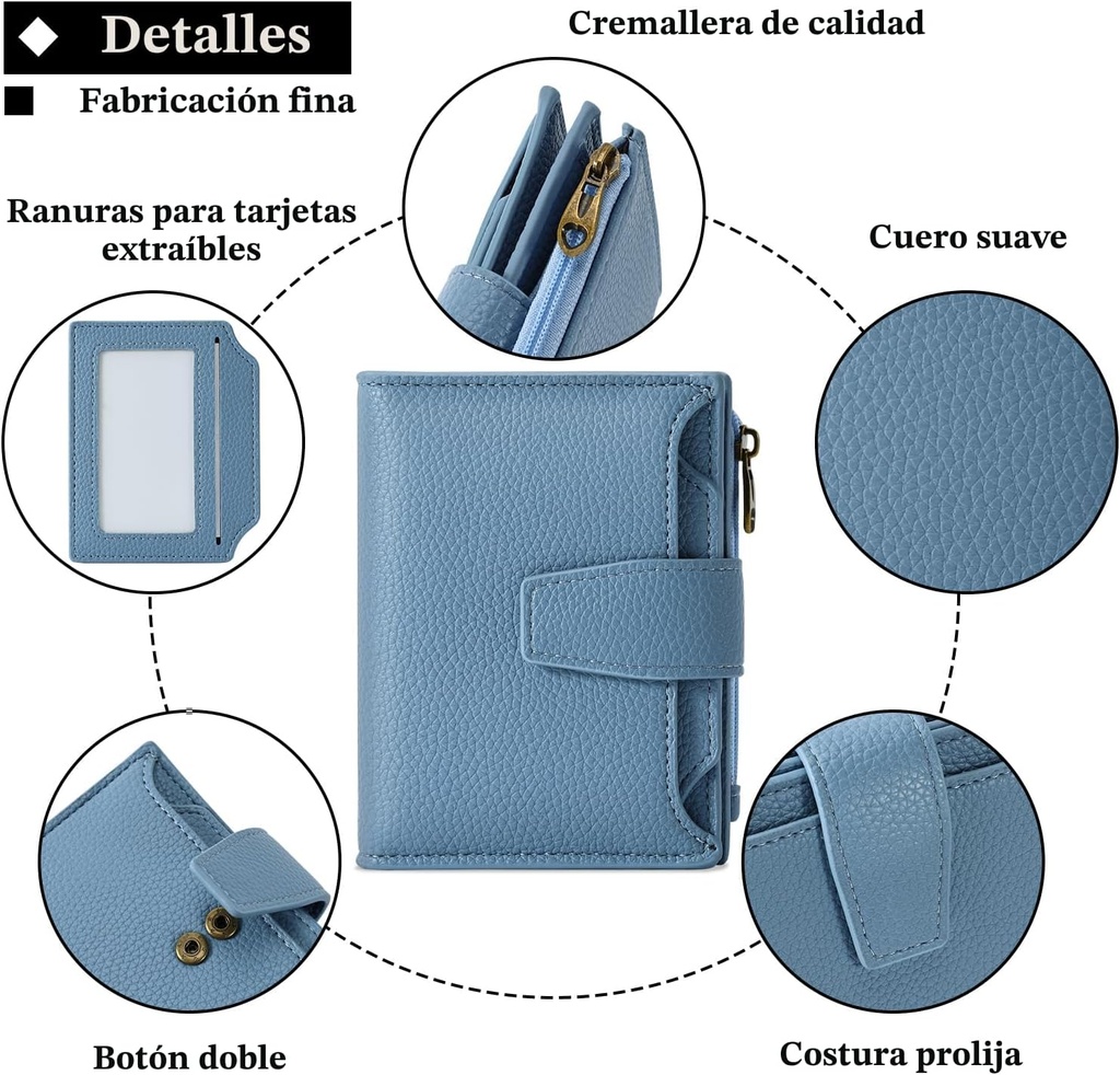 Billetera Tarjetero Cartera Monedero para Dama / Modelo D1 / Negro
