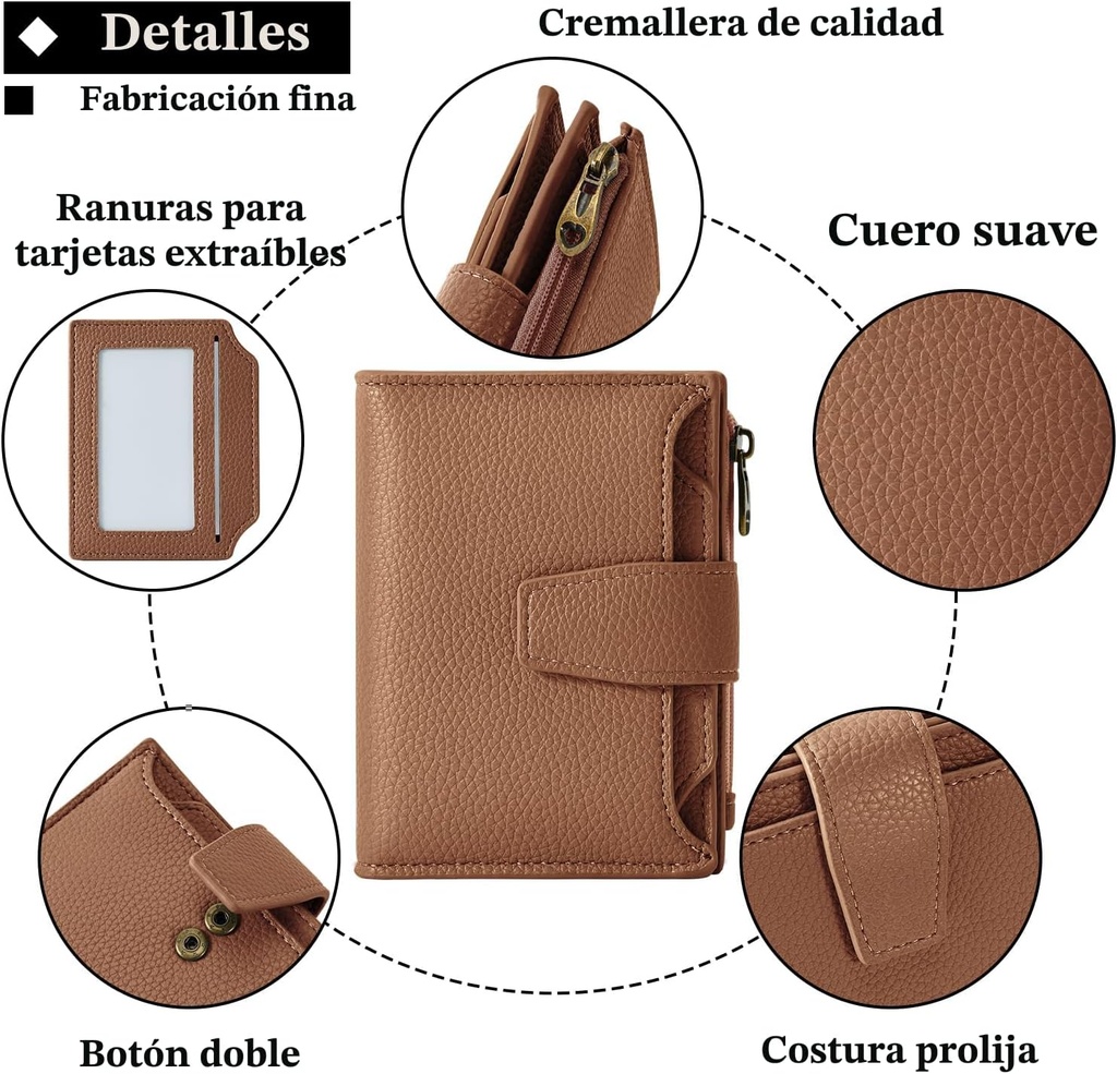 Billetera Tarjetero Cartera Monedero para Dama / Modelo D1 / Negro