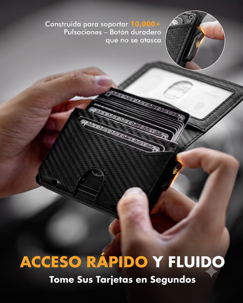 Billetera Cartera Tarjetero de Lujo para Caballero Iwantit Horizontal / Modelo iwh1 / Fibra de Carbono