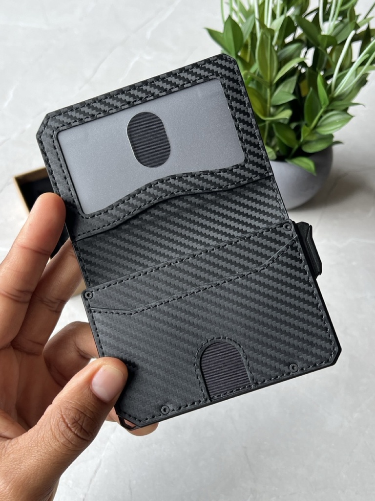 Billetera Cartera Tarjetero de Lujo para Caballero Iwantit Horizontal / Modelo iwh1 / Fibra de Carbono