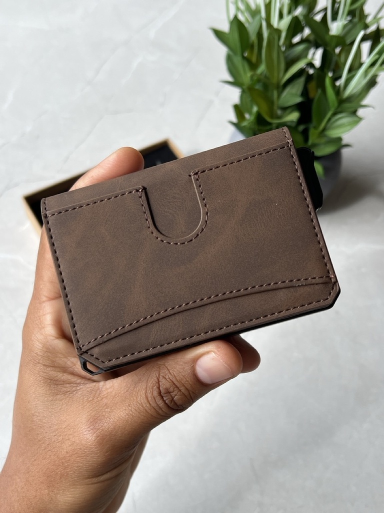 Billetera Cartera Tarjetero de Lujo para Caballero Iwantit Horizontal / Modelo iwh1 / Marron
