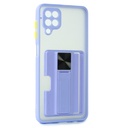 Samsung Galaxy A12 / Galaxy F12 / Forro Tarjetero Transparente / Lila