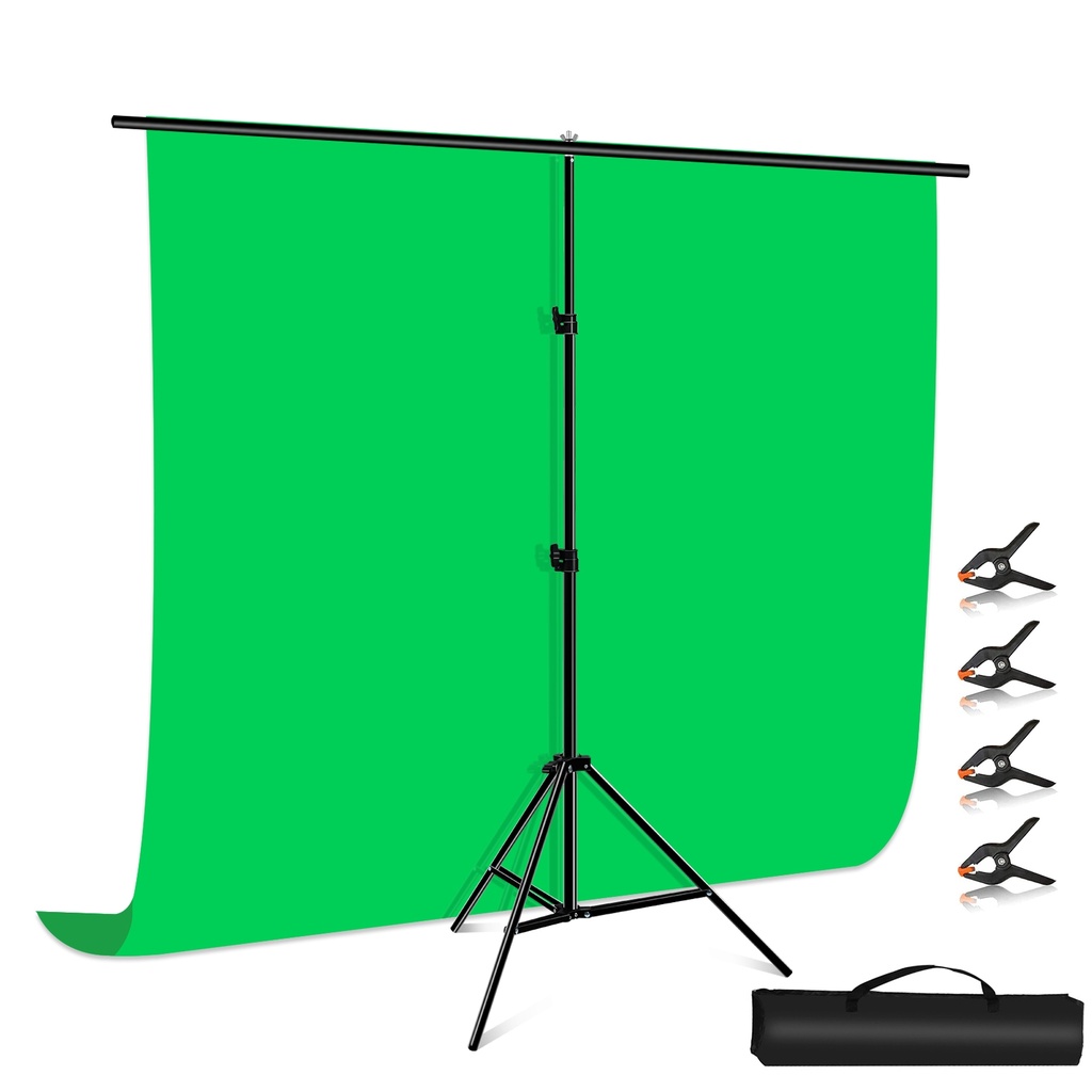 PULUZ Fondo Foto Estudio Verde 2x2m con Base Soporte, incluye pinzas clips