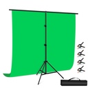 PULUZ Fondo Foto Estudio Verde 2x2m con Base Soporte, incluye pinzas clips