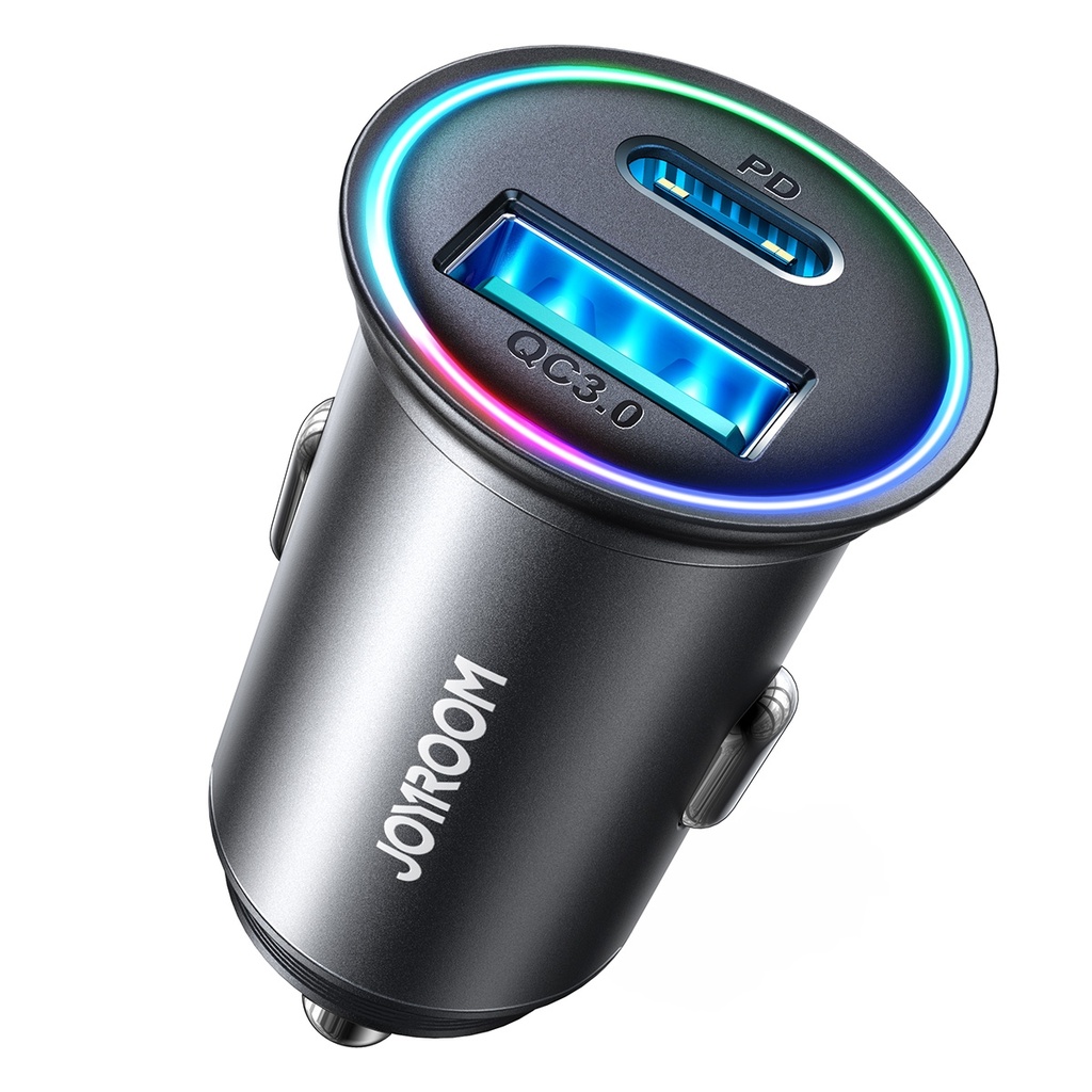Cargador de Carro / Joyroom Carga Rapida 60W, Usb Tipo C PD y QC 3.0 / Color Negro
