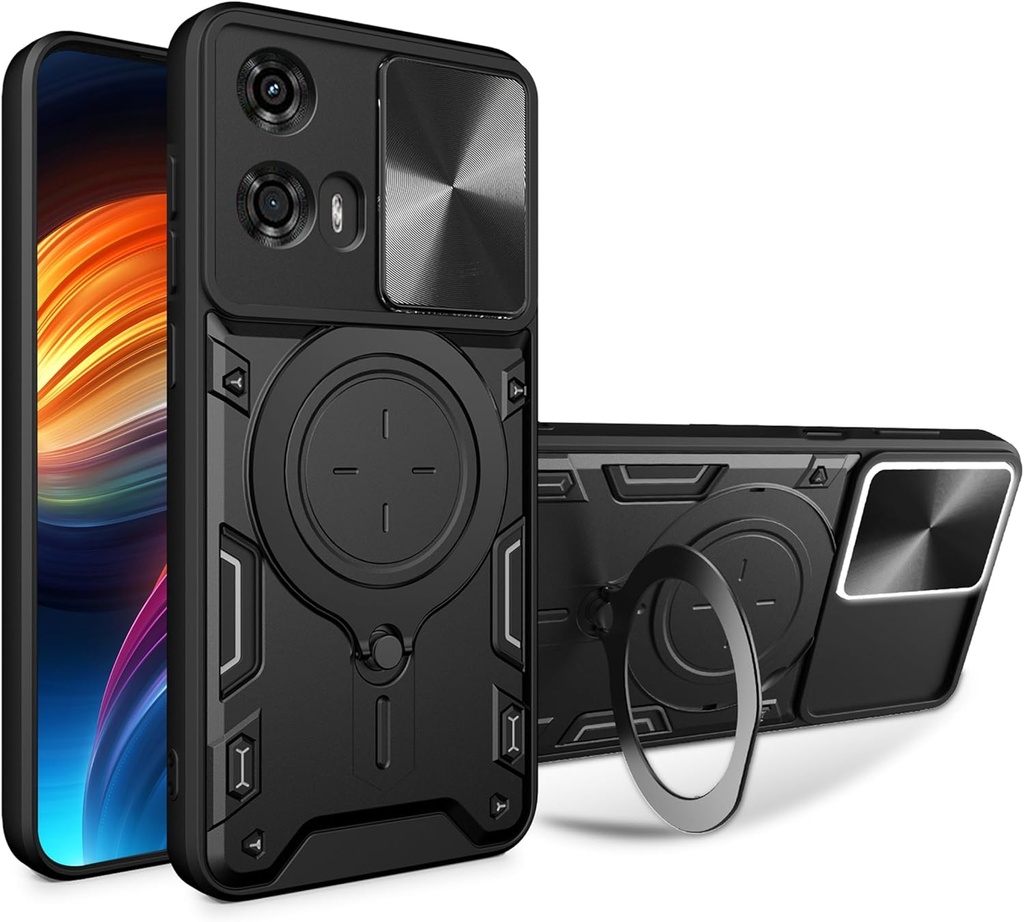 Motorola Moto G24 Power /  Forro Anillo Metalico / Negro