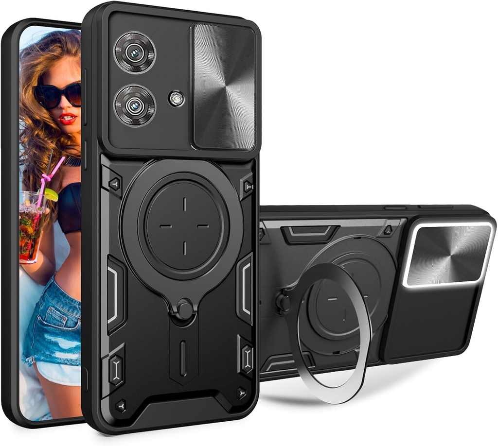 Motorola Moto Edge 40 Neo / Forro Anillo Metalico / Negro