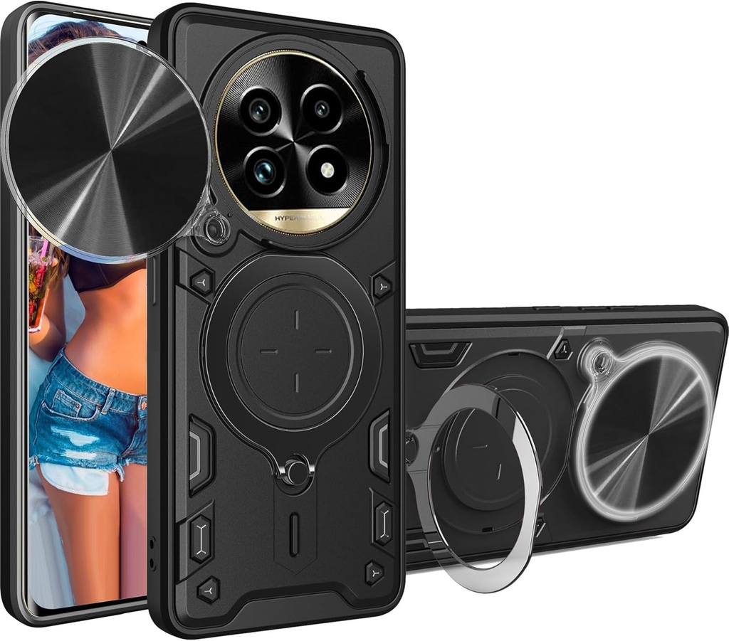 Realme 12 Pro / Realme 12 Pro Plus / 12 Pro+ /  Forro Anillo Metalico / Negro