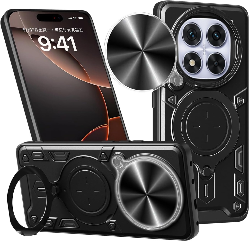 Xiaomi Poco X7 / Redmi Note 14 Pro 5G / Redmi Note 14 Pro 4G / Forro Anillo Metalico / Negro