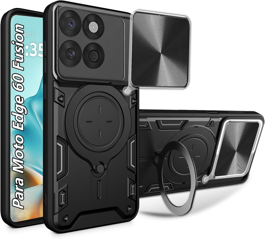 Motorola Edge 60 Fusion / Forro Anillo Metalico / Negro