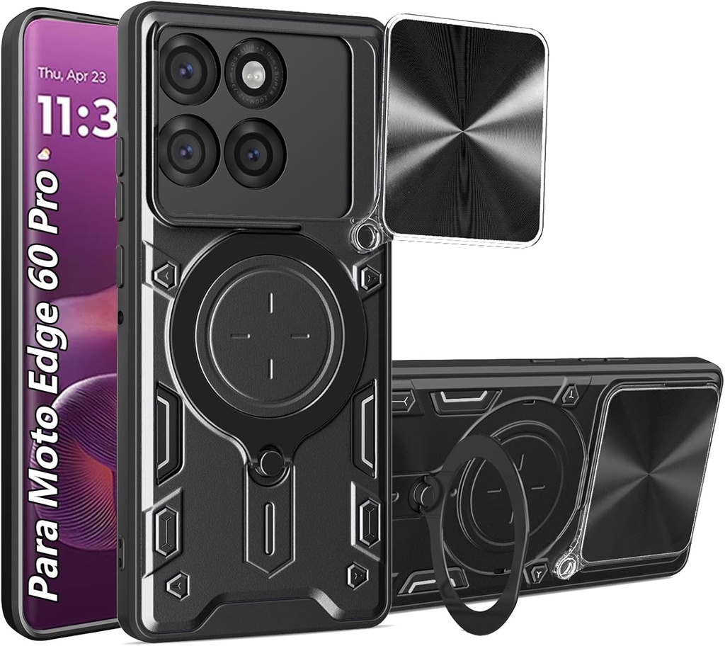 Motorola Edge 60 Pro / Forro Anillo Metalico / Negro
