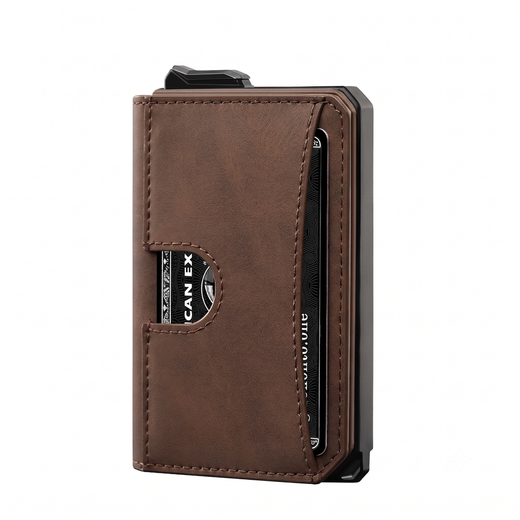 Billetera Cartera Tarjetero de Lujo para Caballero Iwantit Horizontal / Modelo iwh1 / Marron