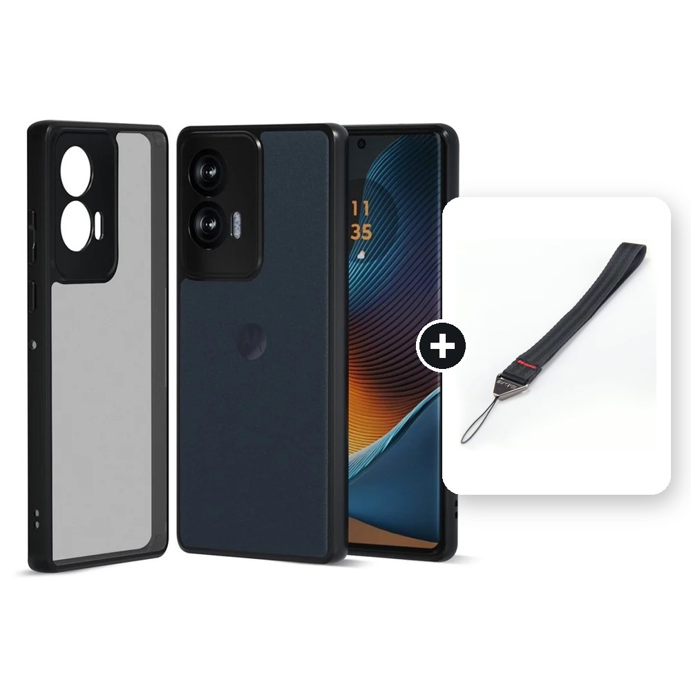 [Combo] Motorola Moto Edge 50 Fusion 5G / Forro Ibmrs / Negro Humo + Cuerda Corta