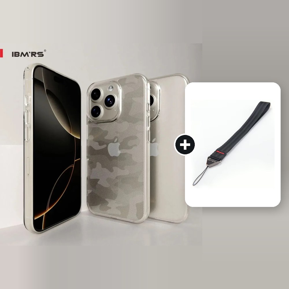 [Combo] iPhone 14 Plus / Forro Ibmrs Transparente Camuflaje + Cuerda Corta