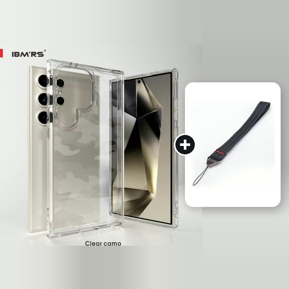 [Combo] Samsung Galaxy S22 Ultra / Forro Ibmrs Transparente Camuflaje + Cuerda Corta