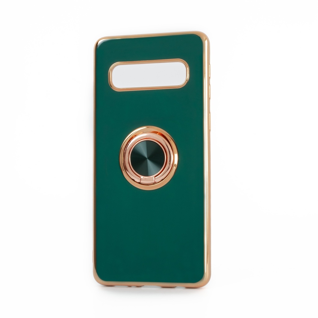 Samsung Galaxy S10 / Forro Galvanizado con Anillo / Verde