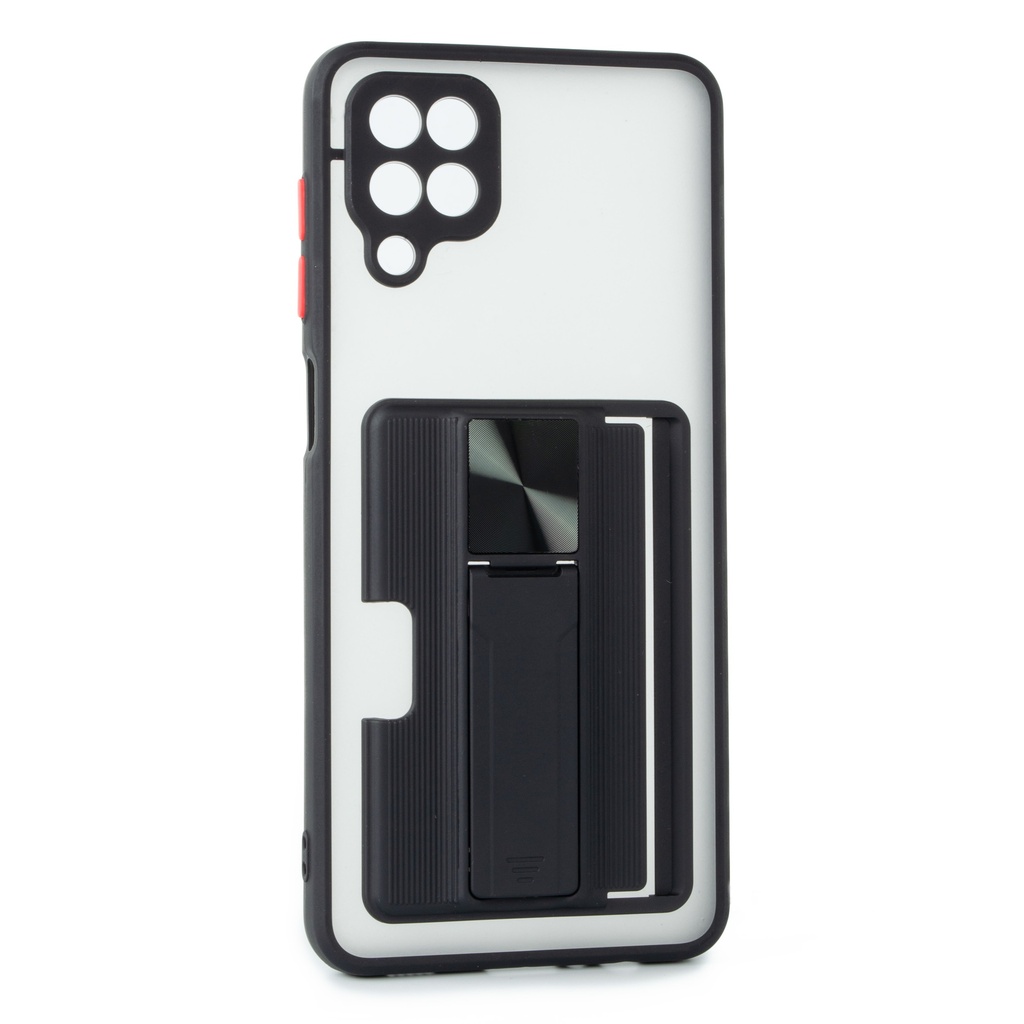 Samsung Galaxy A12 / Galaxy F12 / Forro Tarjetero Transparente / Lila