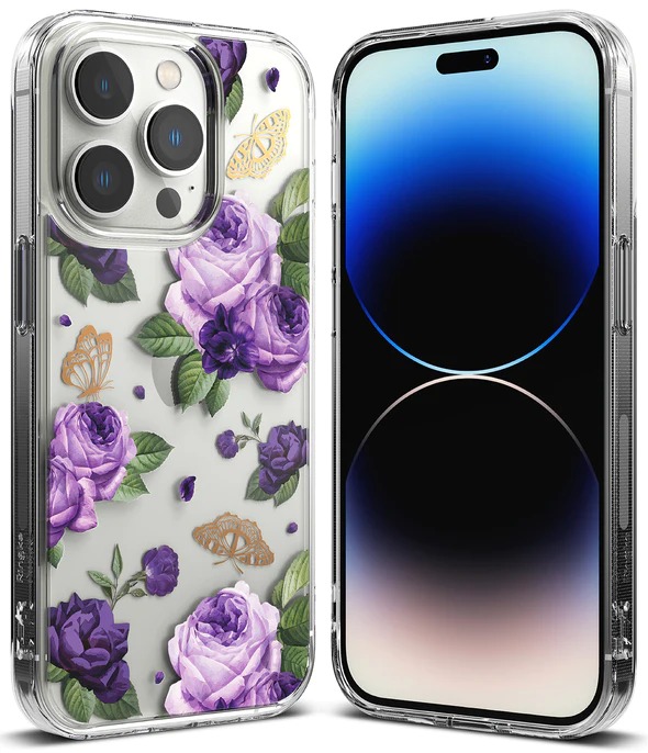 Iphone 14 Pro Max / Forro Ringke Fusion Estampado / Flores Purpura