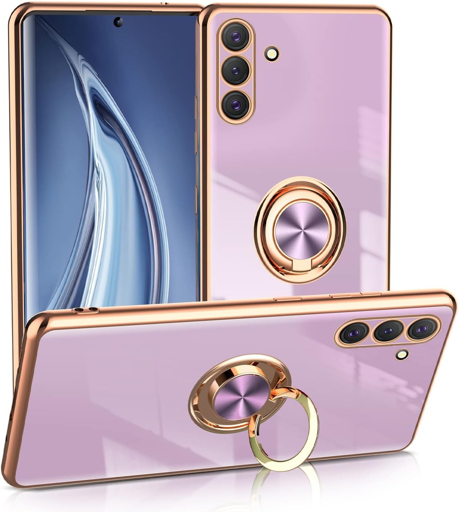 Samsung Galaxy A34 / Forro Galvanizado con Anillo / fucsia
