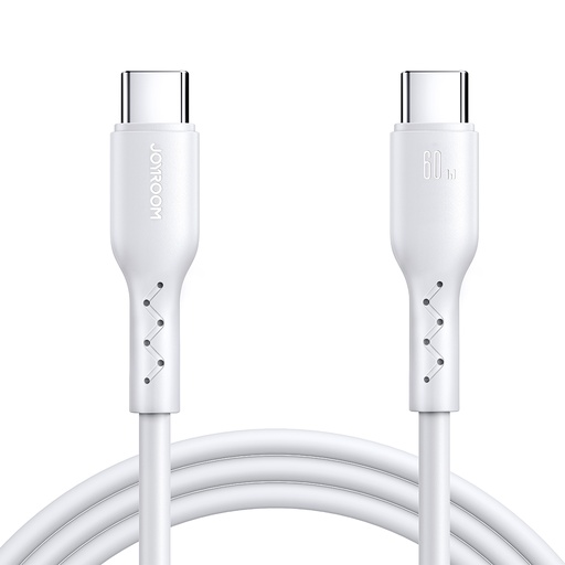 Cable 60W 6Amp / 3.0 USB / USB-C Type-C a Tipo C / Color Blanco / Carga Rapida y Datos / 2 Metros