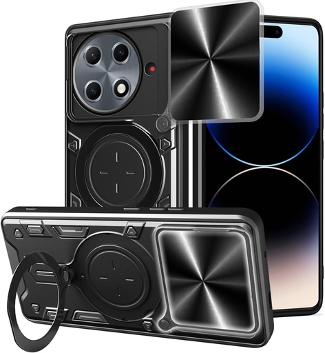 Tecno Camon 30S Pro 4G /  Forro Anillo Metalico / Negro