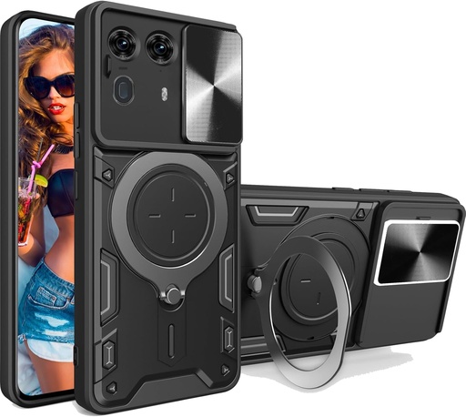 Motorola Edge 50 Ultra / Moto X50 Ultra /  Forro Anillo Metalico / Negro