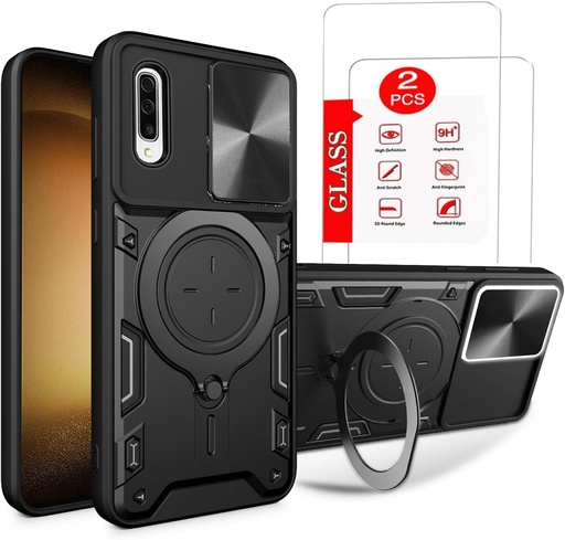 Samsung Galaxy A20 / A30 / A30S / A50 / A50S /  Forro Anillo Metalico / Negro