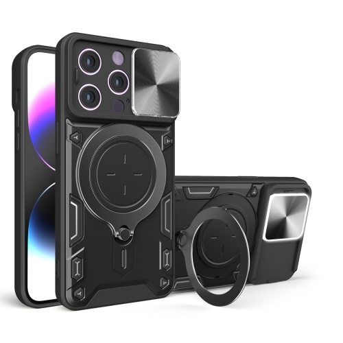 Iphone 15 Pro /  Forro Anillo Metalico An1 / Negro