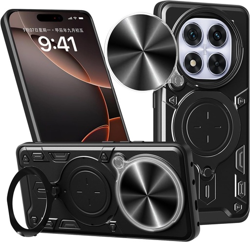 Xiaomi Poco X7 / Redmi Note 14 Pro 5G / Redmi Note 14 Pro 4G / Forro Anillo Metalico / Negro