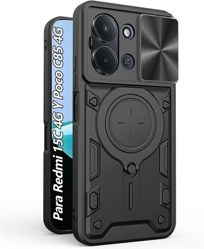 Xiaomi Redmi 15C 4G / Poco C85 4G / Forro Anillo Metalico / Negro