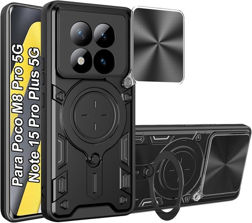 Xiaomi Redmi Note 15 Pro Plus / Note 15 Pro+ / Poco M8 Pro / Forro Anillo Metalico / Negro