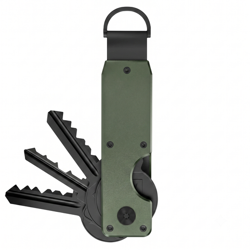 Organizador de llaves, llavero Plegable minimalista, Capacidad de 6 llaves / Verde Militar