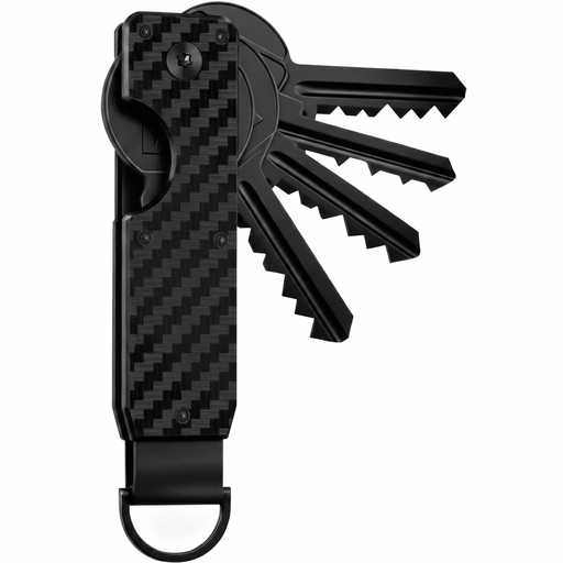 Organizador de llaves, llavero Plegable minimalista, Capacidad de 6 llaves / Modelo LL1 / Fibra de Carbono