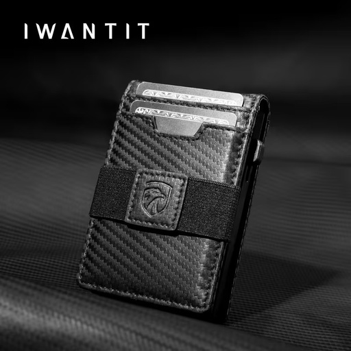 Billetera Cartera Tarjetero de Lujo para Caballero 3 en 1 Marca Iwantit / Modelo iwV1 / Fibra de Carbono