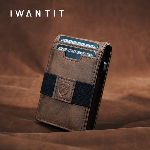 Billetera Cartera Tarjetero de Lujo para Caballero 3 en 1 Marca iwantit / Modelo iwV1 / Marron